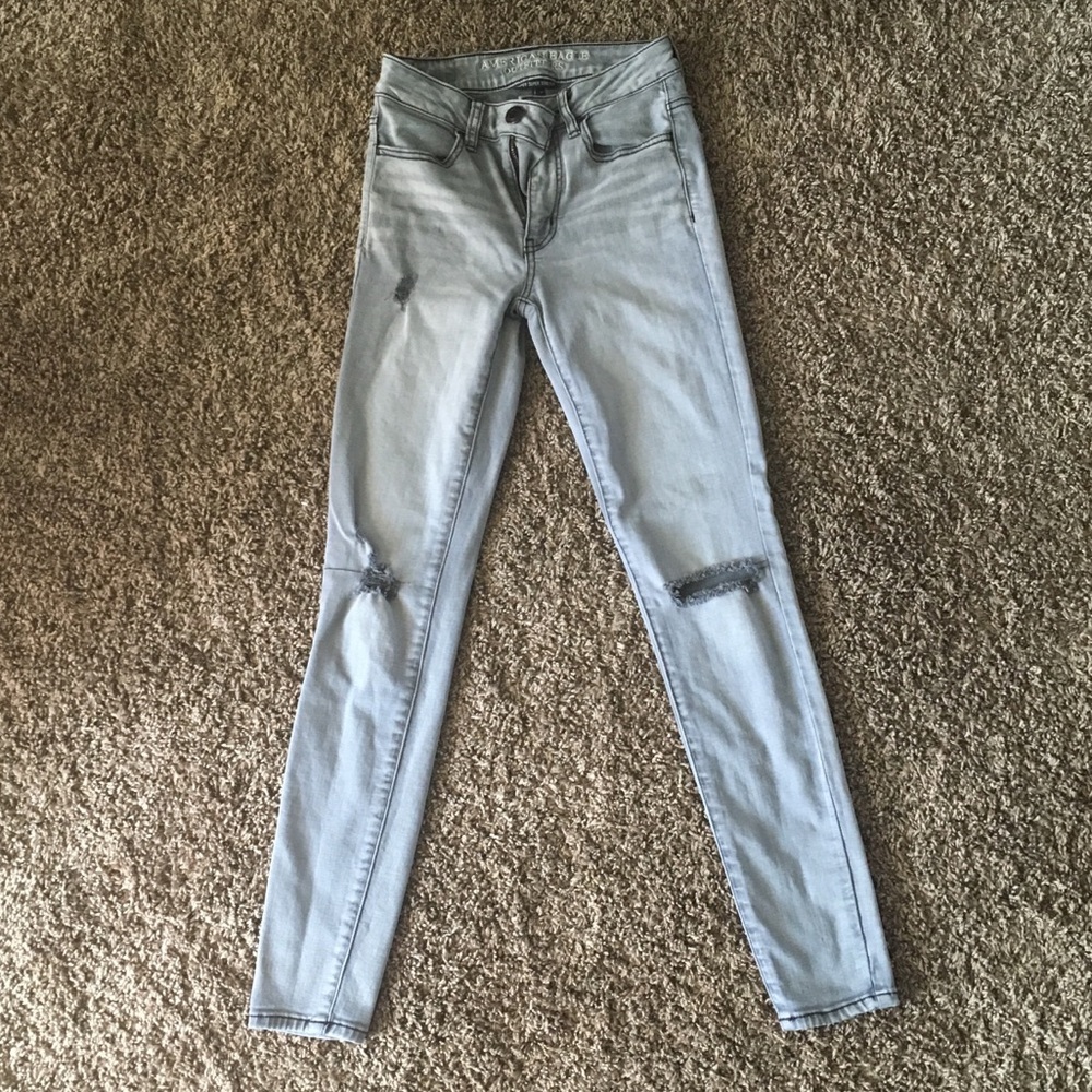 AE High Rise Jeggings Gray